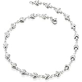 COOLSTEELANDBEYOND Stainless Steel Puff Hearts Link Chain Anklet Bracelet for Women