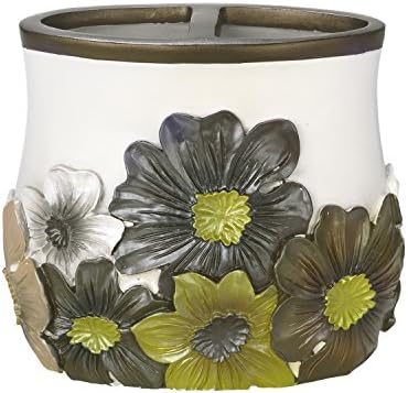 Popular Home The Floral Bouquet Collection Tooth Brush Holder, Chocolate