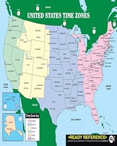 amazoncom us and world maps with time zones learning card time