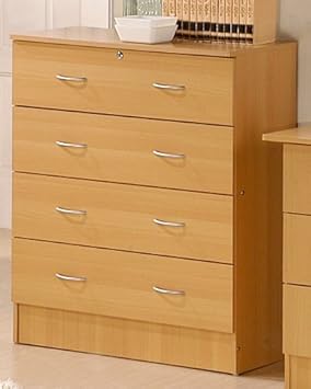 4 Drawer Chest With Lock And Key Beech Amazon Co Uk Kitchen Home