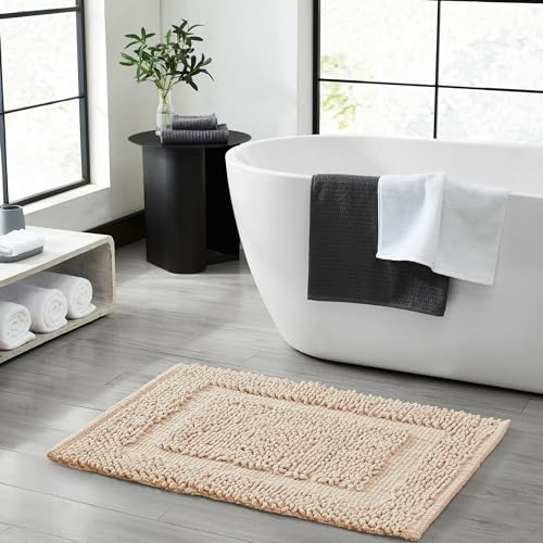 Jean Pierre New York 100% Chenille Cotton Skid Resistant Plush Bath Mat - 27"x4…