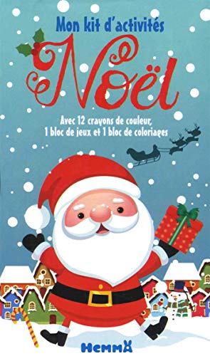Mon kit d'activités Noël : Coffret avec 12 crayons de couleur, 1 bloc de jeux et 1 bloc de coloria by 