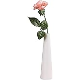 White Tall Conic Ceramic Bud Vase Single Stem Vase Small Floral Vase Home Decor Centerpieces for Table Shelf Office