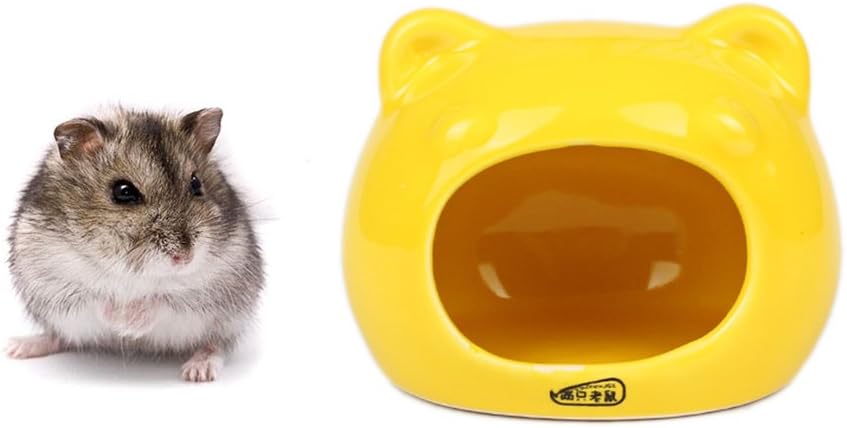 Ceramic Hamster Bedding Hideout Nest, Chinchilla Cage Accessories, Hamster House Toys Home and Bath for Small Animal Sugar Glider Squirrel Chinchilla Hamster Rat Playing Sleeping