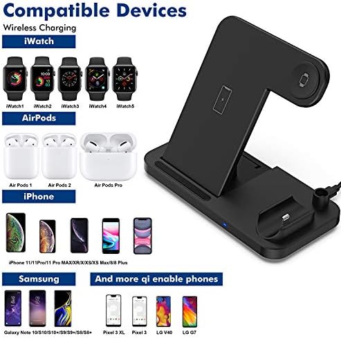 Updated Version 4 In 1 Wireless Charger Apple Watch Airpods Pencil Charging Dock Station Nightstand Mode For Iwatch Series 5 4 3 2 1 Fast Charging For Iphone 11 11 Pro Max Xr Xs Max Xs X 8 8p