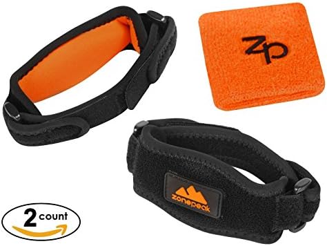 Zonepeak - Best Elbow Brace With Compression Pad (2 Count) - Tennis &amp; Golfers Elbow Unisex Bracelet - Support &amp; Pain Relief Against Tendonitis - One Size - Bonus Large Cotton Wristband &amp; E-book
