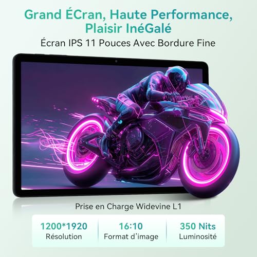 KINGRID T90 Android 16 Tablet, Gemini AI 3.5, 11 Inch FHD (Widevine L1), 24GB RAM 128GB ROM (2TB TF), Tablet with Keyboard Mouse and Stylus, 2 in 1 PC, 8000mAh Battery – Grey