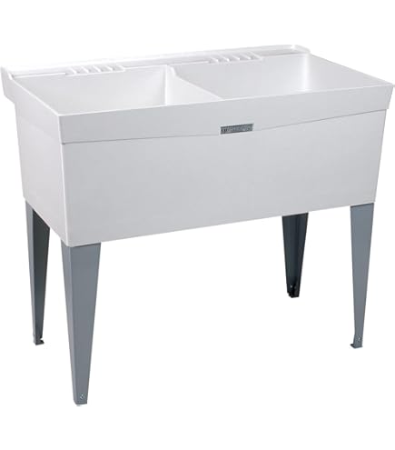 Mustee 26W Composite 2-Basin Wall Mount Tub Utility Sink
