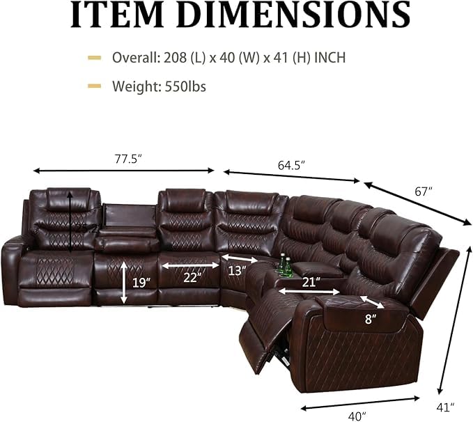 Living Room Furniture Set, Power Reclining Sofa Set, Air Leather Recliners with... photo 1