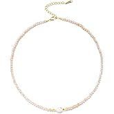 ERNAULO Colorful Beaded Necklaces for Women Crystal Bead Necklace Beach Necklaces Boho Necklaces for Women Pearl Beaded Choker Necklace Stainless Steel 18K Gold Plated Choker