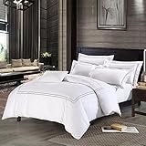 Deep Sleep Home 250 Thread Count Cotton Sateen Duvet Cover 3 – Piece White Background (Queen, Grey)
