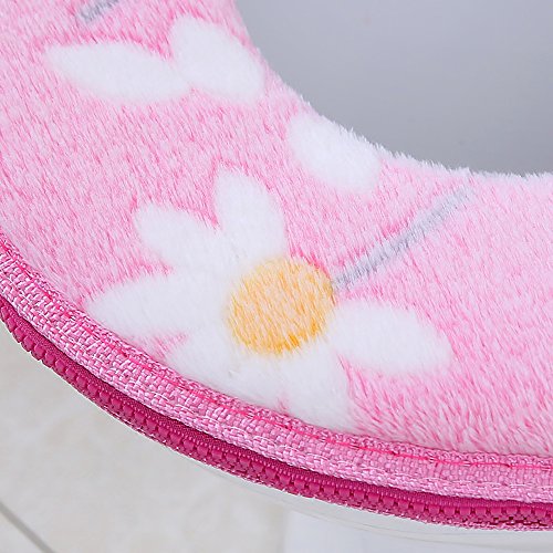Ya Jin Flowers Toilet Seat & Lid Cover Soft Warmer Plush Closestool Seat Cushion Pads Set Pink