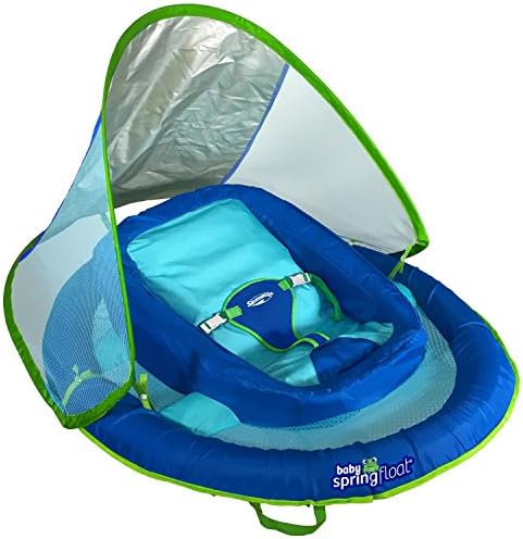 Swimways Infant Baby Spring Float With Adjustable Sun Canopy - Blue