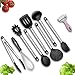 Kitchen Tools, BravRain 8 Pieces Silicone Kitchen Utensils with a Julienne 3 Blades Peeler, Nonstick Cooking Tools, Spoon, Strainer, Spatula Tools, Ladle, Whisk, Serving Tongs, Pasta Server