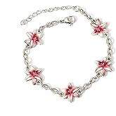 Dainty Fruit, Flower Charm Bracelet for Women Friendship Adjustable Link Chain Bracelet