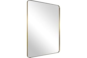 ANDY STAR Gold Bathroom Mirror, 24x36 Brushed Brass Rectangle Metal Frame Mirror for Bathroom, Modern Rectangular Wall Mounted Mirror for Vanity