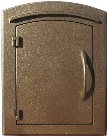 QualArc MAN-1400-BZ Rust Free Cast Aluminum Plain Door in Bronze Manchester Non-Locking Column Mount Mailbox, 11.25" L x 14.25" W x 17.125" H