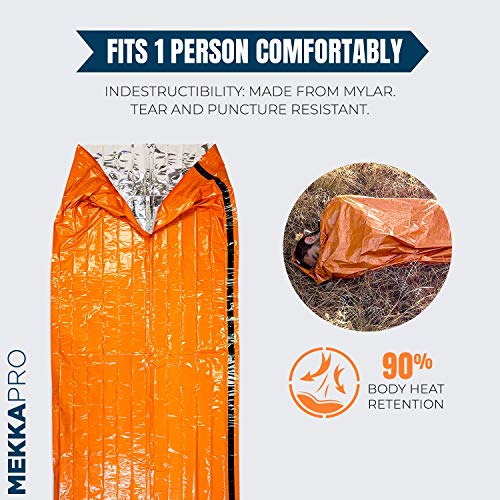 MEKKAPRO SOS Emergency Thermal Bivy Sleeping Bag with Survival Whistle