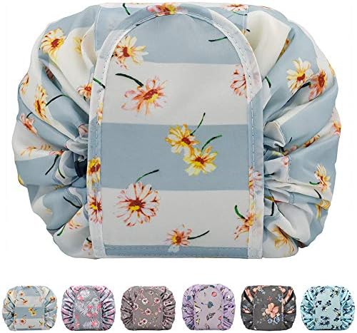 TOPSEFU Lazy Drawstring Make up Bag Portable Large Travel Cosmetic Bag Pouch Travel Makeup Pouch Storage Organiser For Women Girl (yellow)