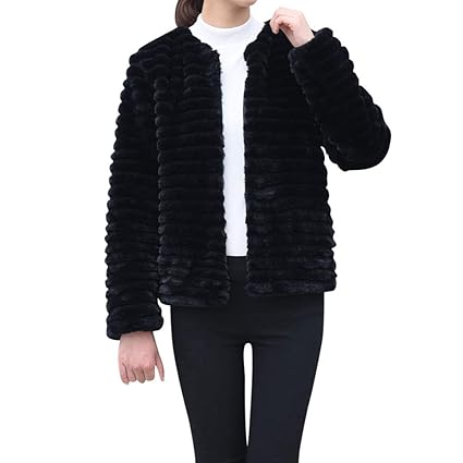 Geili Pelzmantel Damen Kurz Felljacke Warmer Dicke Stepp Wintermantel Frauen Übergrößen Winterjacke Faux Fur Parka Coat Kunst