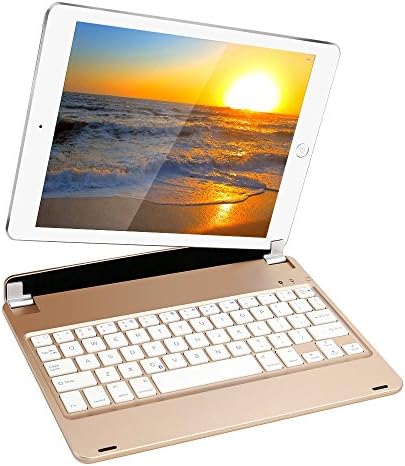 Detachable New 2017 ipad 9.7 inch keyboard,Kiwetaso ipad 5th generation case with keyboard compatible with ipad Air with groove panel design for (ipad 9.7inch &amp; ipad Air) Gold