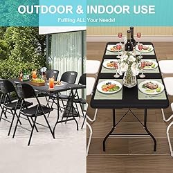 VECELO 6Ft Plastic Folding Table, Indoor Outdoor