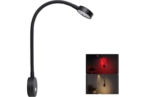 Obeaming 12 Volt Flexible Dimmable LED Reading Light, Full Metal & Red Light & Quick USB Charger, 18-1/2 Inch Length, for RV Boat Motorhome Camper Van Truck Travel Trailer, Hard-Wired