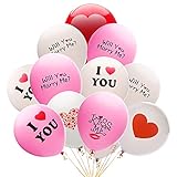 LeeSky 100 Pack 12 Inches I LOVE YOU Latex Ballons for Wedding,Valentine's Day,Proposal,Engagement Party,Birthday Party Decoration
