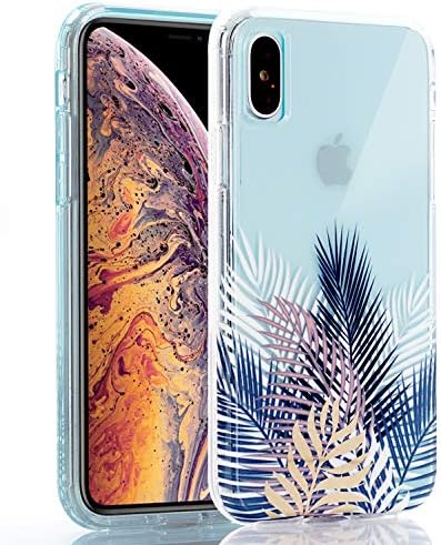 BAISRKE iPhone Xs Case, iPhone X Case Clear with Floral Pattern Tough Fusion Design Hard PC Back Soft TPU Bumper Raised Edge Drop Protection Cover for iPhone X Xs 5.8" (Green)