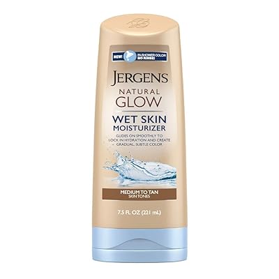 Jergens Natural Glow In-shower Moisturizer, Medium to Tan Skin Tone, 7.5 Ounce Wet Skin Lotion, Locks in Hydration with Gradual, Flawless Color