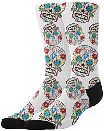 KYWYN Novelty Fashion Mexico Sugar Skull 3D Printed Athletic Socks Extra Long Socks Knee High Socks for Men Women Boys Girls Outdoor Activities