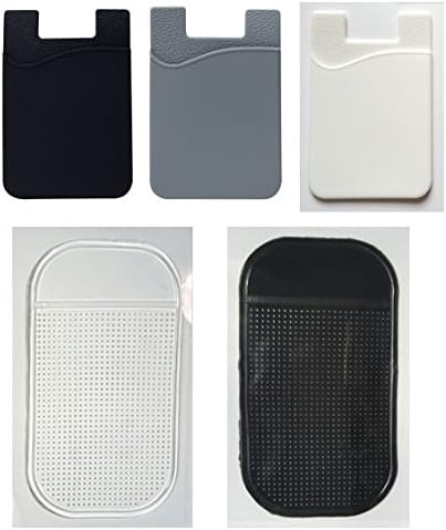 EZKeep Stick-On Wallet - ID/Credit Card Holder For Phones & sticky Pads 2 pcs - Universal Size fits most Phones (including iPhone 6s, 6, 5, Samsung Galaxy S6, S5) (black/grey/white)