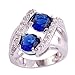 Psiroy 925 Sterling Silver Created Blue Sapphire Filled Knuckle Ring Band