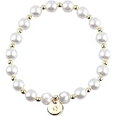 RGBB Pearl Initial Bracelet for Women Delicate Beaded Letter Bracelet Bridal Shower Gift, Wedding Party Jewelry, Birthday Present for Her