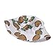Girls Ladies Headwear Pineapple Pattern Wide Rim Flat top Fishing Bucket Hat Sun Hat (White)