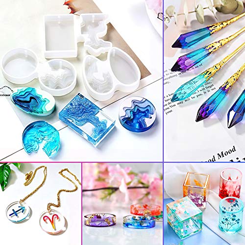 UV Resin Kit Clear Hard Resin with Mold Sunlight Activated Ultraviolet Glue UV Epoxy Resin for Beginners Jewelry Making Coating Starter Art Kits (3.3oz, 100g)