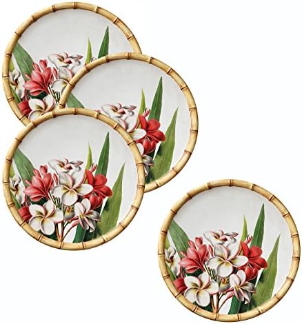 Merritt International Botanica Bamboo 9in. Melamine Salad Plate-Plumeria - 4pk