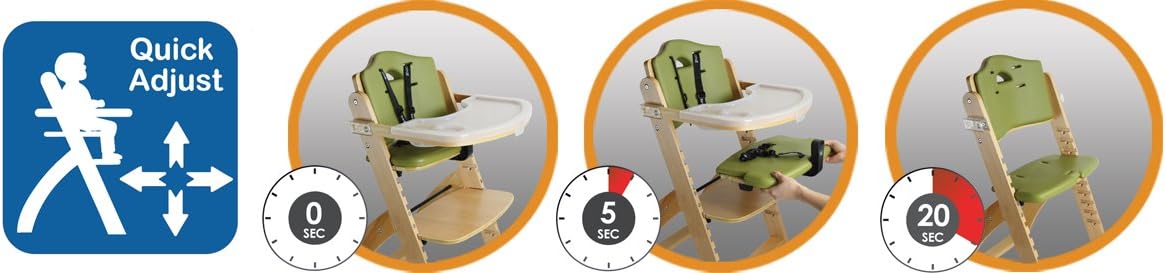 wooden high chair with tray