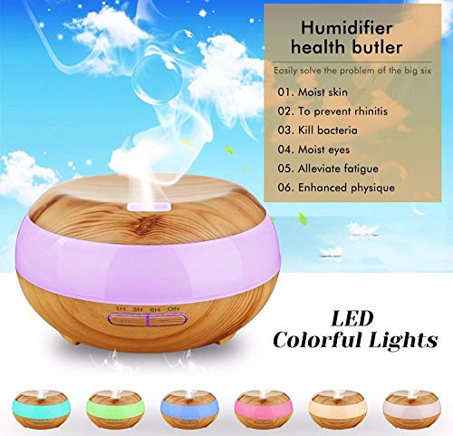 Diffusers for Essential Oils, 300ml Ultrasonic Humidifiers with Wood Grain, Remote Control Music Essential Oil Humidifier 300ml Ultrasonic Aroma Diffuser/Desktop Wood Aromatherapy Diffusers de