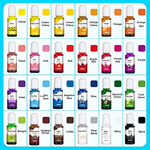 Epoxy Pigment, Vzmcov 24 Colors Epoxy Resin Dye Liquid Epoxy Resin Coloring Resin Jewelry Making - Highly Concentrated Resin Colorant for Resin Art Crafts Art Resin Color