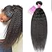 Mei You 8A Kinky Straight Hair 1 Bundles Yaki Human Hair Weave Unprocessed Brazilian Virgin Remy Sew in Hair Extensions Natural Black (20'')