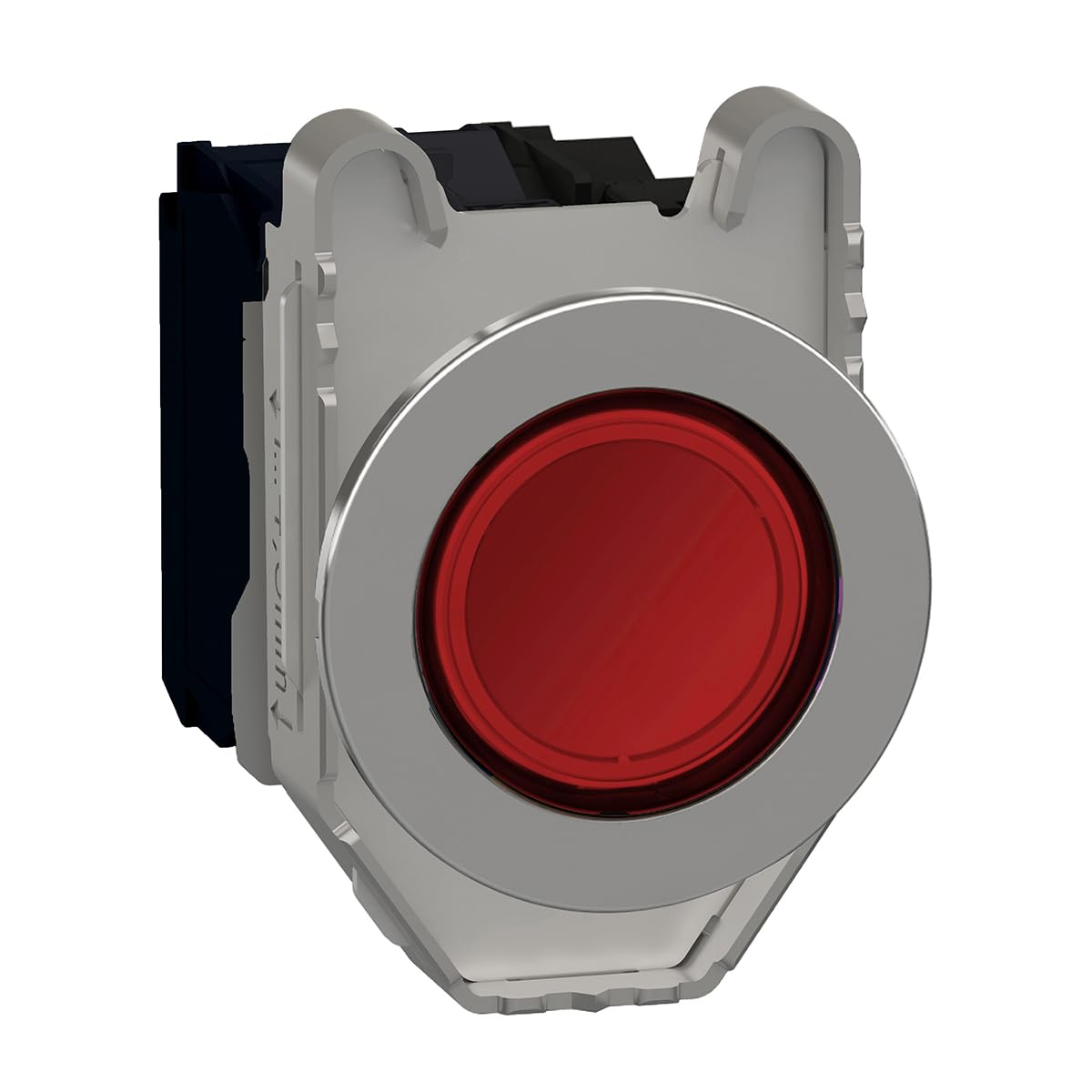 Schneider Electric Illuminated push button, Harmony XB4, metal, red flush mounted, 30mm, universal LED, plain lens, 1NO + 1NC, 120V AC