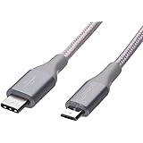 AmazonBasics Double Braided Nylon USB Type-C to Micro-B 2.0 Male Charger Cable | 1 foot, Dark Grey