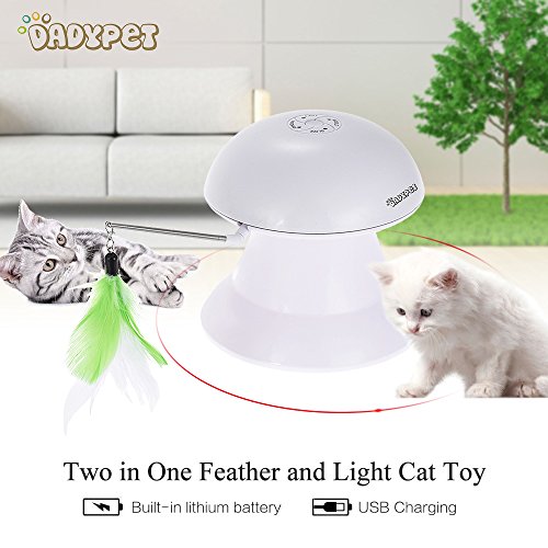 DADYPET-Katzen-Federspielzeug-Katzenspielzeug-Elektrisch-Katzenspielzeug-Federstab-Intelligenzspielzeug-Katzenspiel-Drehen-Feder-Spielzeug-360-Drehung-mit-Gefieder-Wei