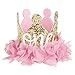Love Sweety Baby Rose Flower Golden Crown Birthday Headband Hair Accessories (Chiffon Flower ONE)