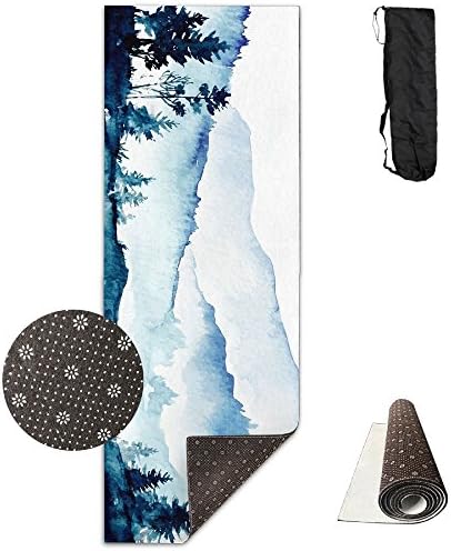 Landscape Painting Premium Design Yoga Mat, Extra Long (24"x71"), Non-slip, Eco-friendly, Ideal For Bikram, Hot Yoga, Ashtanga, Pilates, Or Sweaty Practice. Includes Carrying Strap!