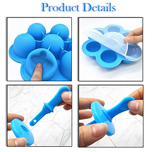 Mity rain 2 Pack Popsicles Molds 7cavity Mini Silicone Ice Pop Mold