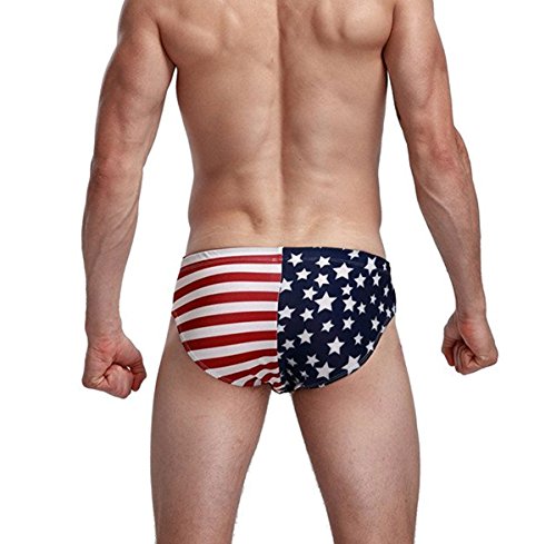 Banana Bucket Men's America Flag Stars Low Rise Swimwear Bikini Briefs Beach Swimsuit
