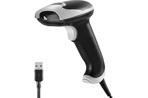 JRHC Barcode Scanner, USB Handheld QR Code Scanner Wired Connection 1D 2D&PDF417 Data Matrix Automatic Barcode Reader Plug and Play Bar Code Scanners for Store Supermarket Warehouse Library
