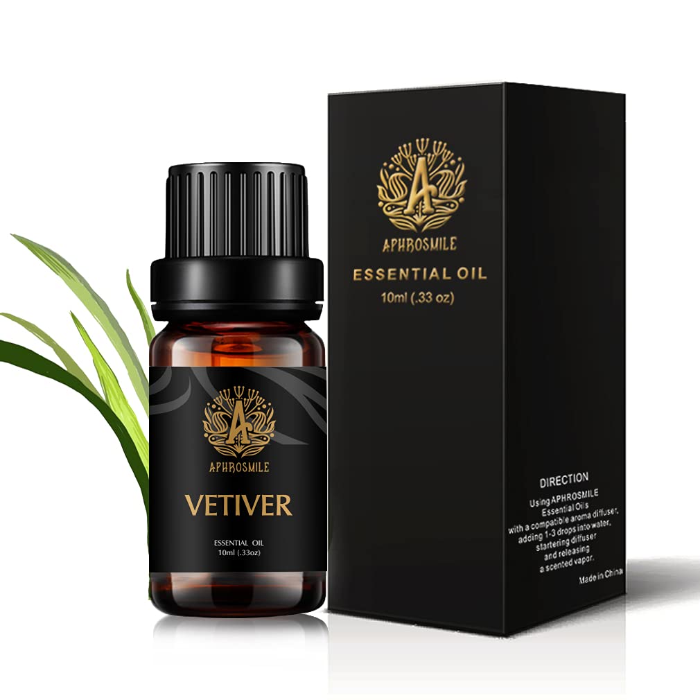 Aromatherapy Essential Oil Vetiver, 100% Pure & Therapeutic Grade Vetiver Essential Oils Scent, 10ml Vetiver Aromatherapy Essential Oils Fragrance Oils Sets for Diffuser, Humidifier, Massage